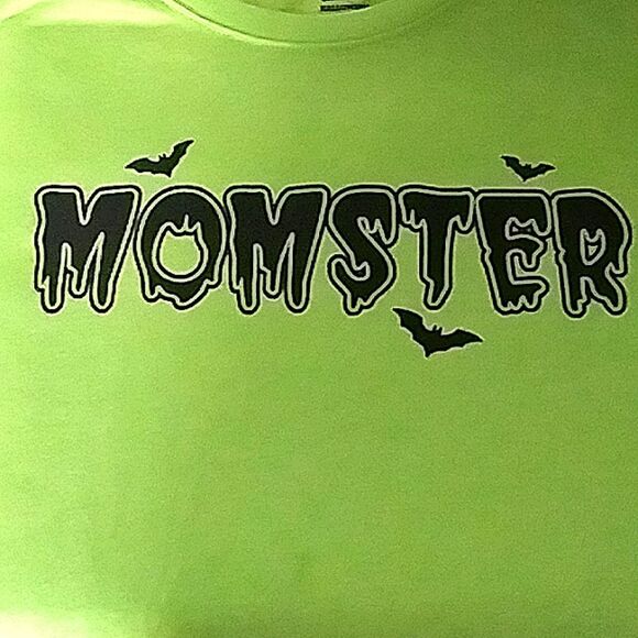 Halloween MOMSTER Tee-Shirt Slime (lime) green Women's size 12-14 - Picture 4 of 5